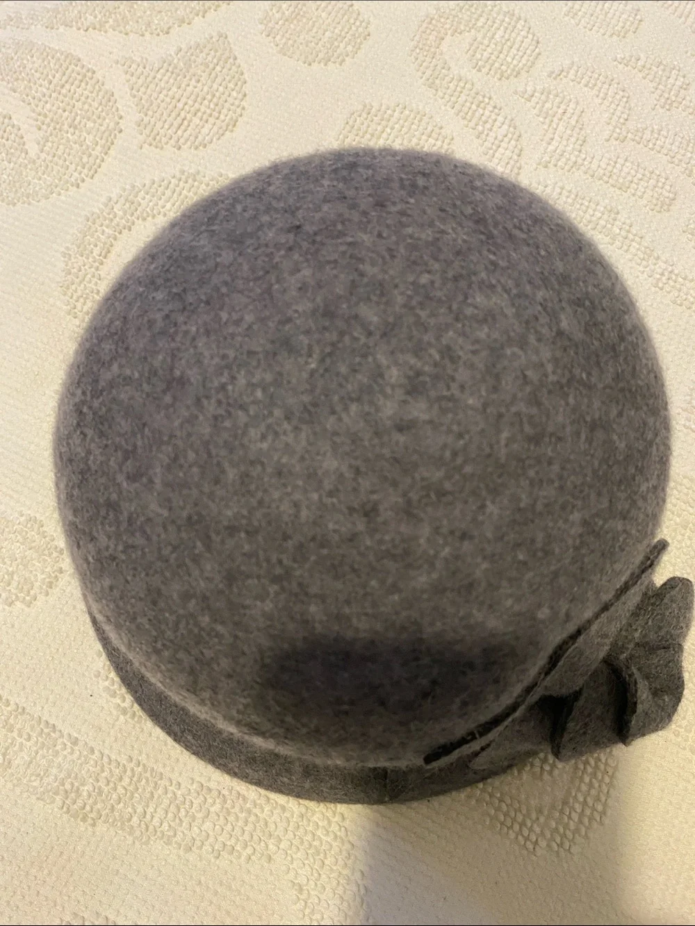 Nine West Gray Wool Cloche Hat with Rosette